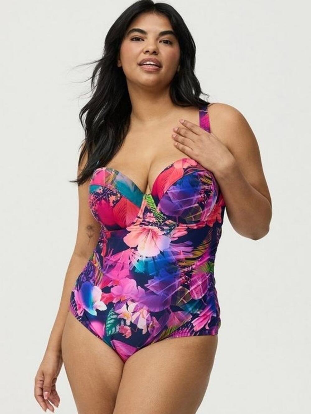 Torrid Multi Leaves Floral Slim Fix Push Up Cheeky Swimsuit Sz.2D/DD NWT